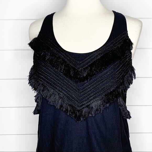 Mara Hoffman Rope Fringe Racerback Tank Top Black Size Small - Picture 2 of 8
